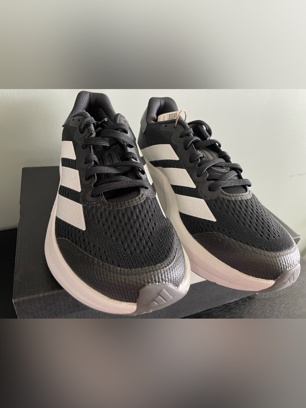 Womens adidas Duramo Speed 2 Running Sneakers Size 8 Black White NEW IH8211